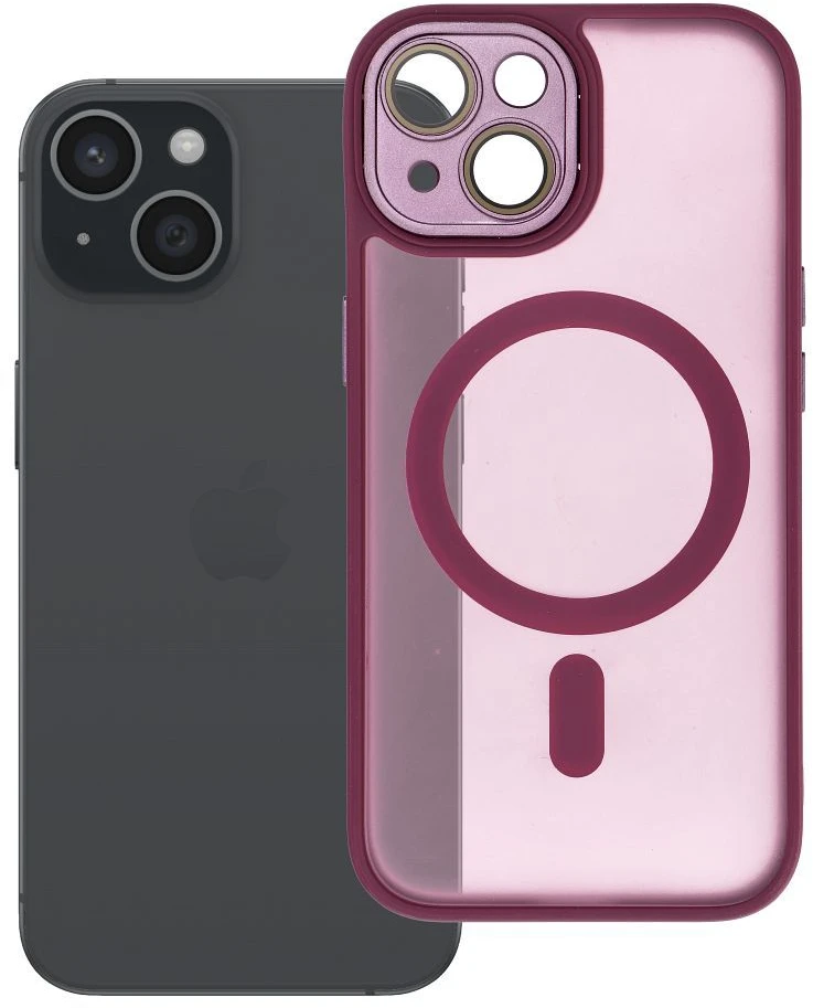 OEM dėklas, skirtas iPhone 15, Variete Mag dėklas, suderinamas su MagSafe violetine