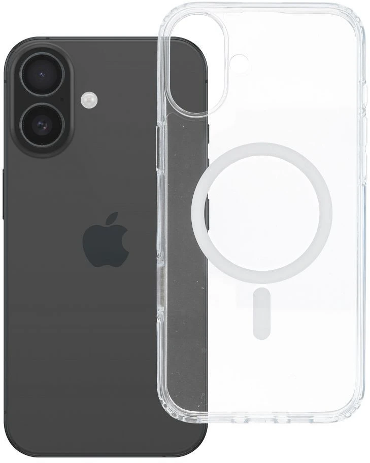Oem Originalus „iPhone 16 AIR“ skaidrus „Mag Cover Elite“ dėklas (STR / NEGELTONAS / KAMEROS VALDYMO MYGTUKAS), suderinamas su „MagSafe“ skaidriu dėklu.