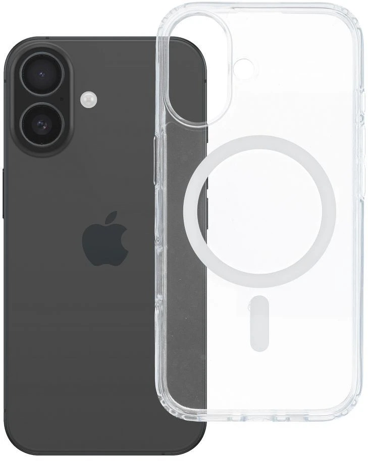 Oem Originalus „iPhone 16 Clear Mag Cover Elite“ dėklas (STR / NEGELTONAS / SU KAMEROS VALDYMO MYGTUKU), suderinamas su skaidriu „MagSafe“