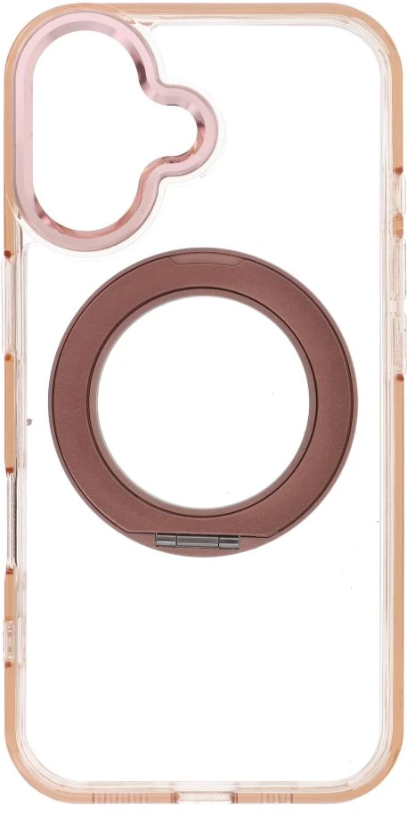 Oem dėklas iPhone 16 su rėmeliu, apskritu stovu, suderinamas su MagSafe, auksinis