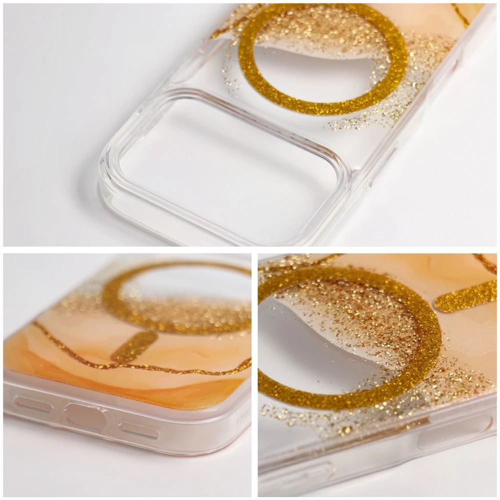 OEM dėklas, skirtas iPhone 16, auksinis, suderinamas su „MagSafe“ auksiniu dangteliu.