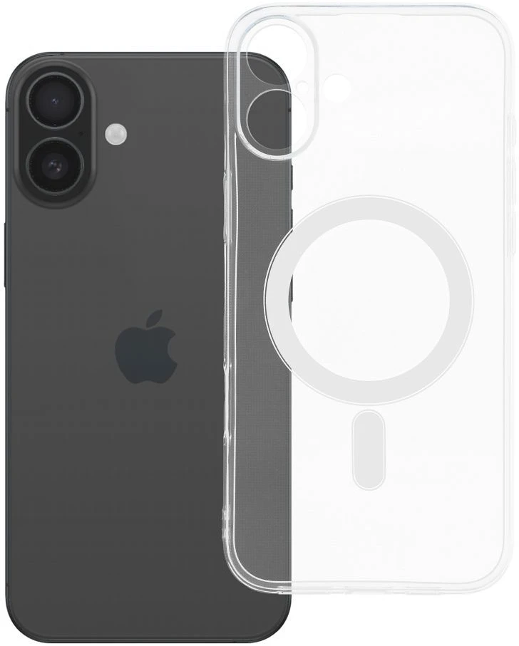Oem Originalus „iPhone 16 PLUS“ dėklas, skaidrus, 2 mm „Mag“ dangtelis, suderinamas su „MagSafe“ (fotoaparato apsauga), permatomas