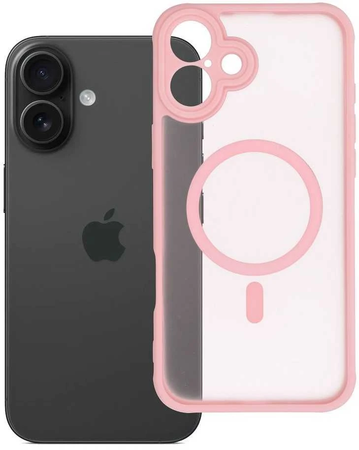 Oem Originalus „iPhone 16 PLUS“ matinis „Mag“ dėklas, suderinamas su „MagSafe“, šviesiai rožinis
