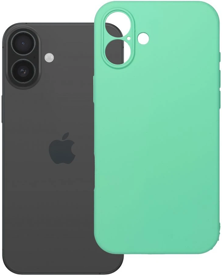 OEM silikoninis 2 mm dėklas, skirtas „iPhone 16 PLUS“ (apsauga nuo kameros), suderinamas su „MagSafe“, mėtų spalvos