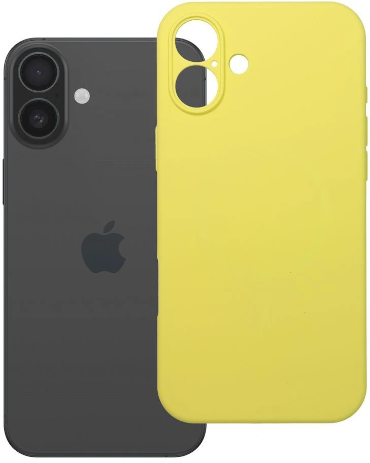 OEM silikoninis 2 mm dėklas, skirtas „iPhone 16 PLUS“ (apsauga nuo kameros), suderinamas su „MagSafe“, geltonas