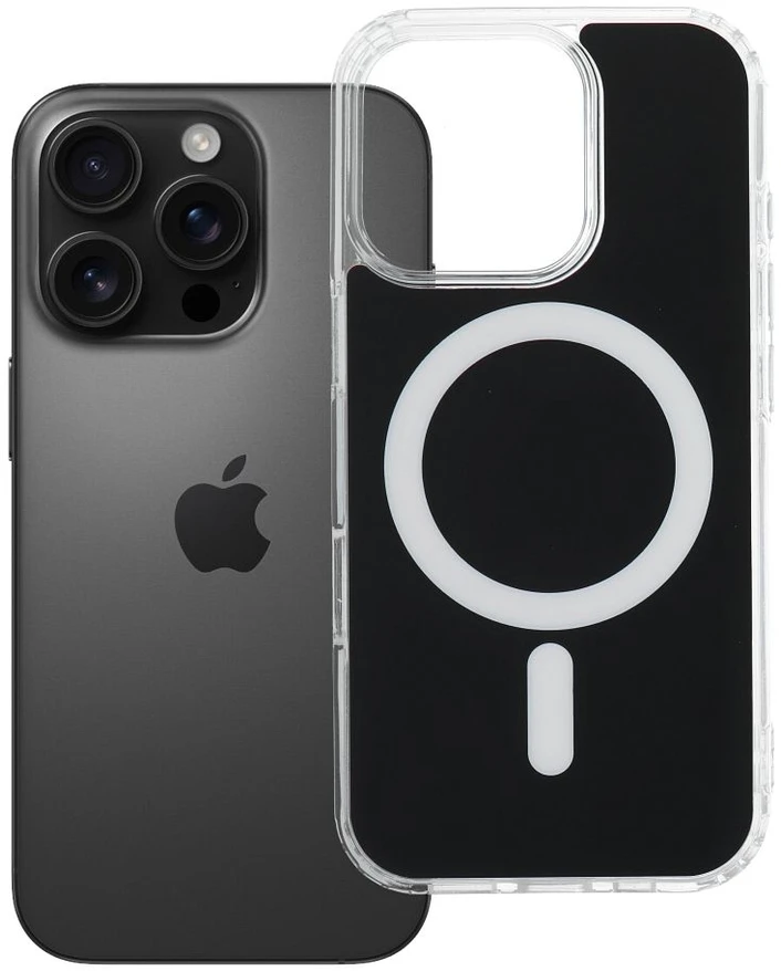 „Oem“ dėklas, skirtas „iPhone 16 PRO Clear Fusion Mag Cover“, suderinamas su „MagSafe“ juodu dangteliu