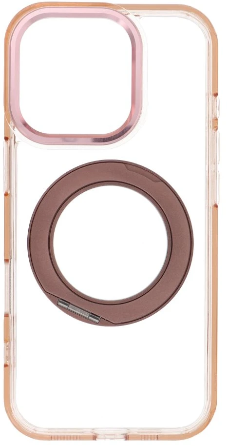 Oem dėklas iPhone 16 PRO su rėmeliu, apskritu stovu, suderinamas su MagSafe, auksinis