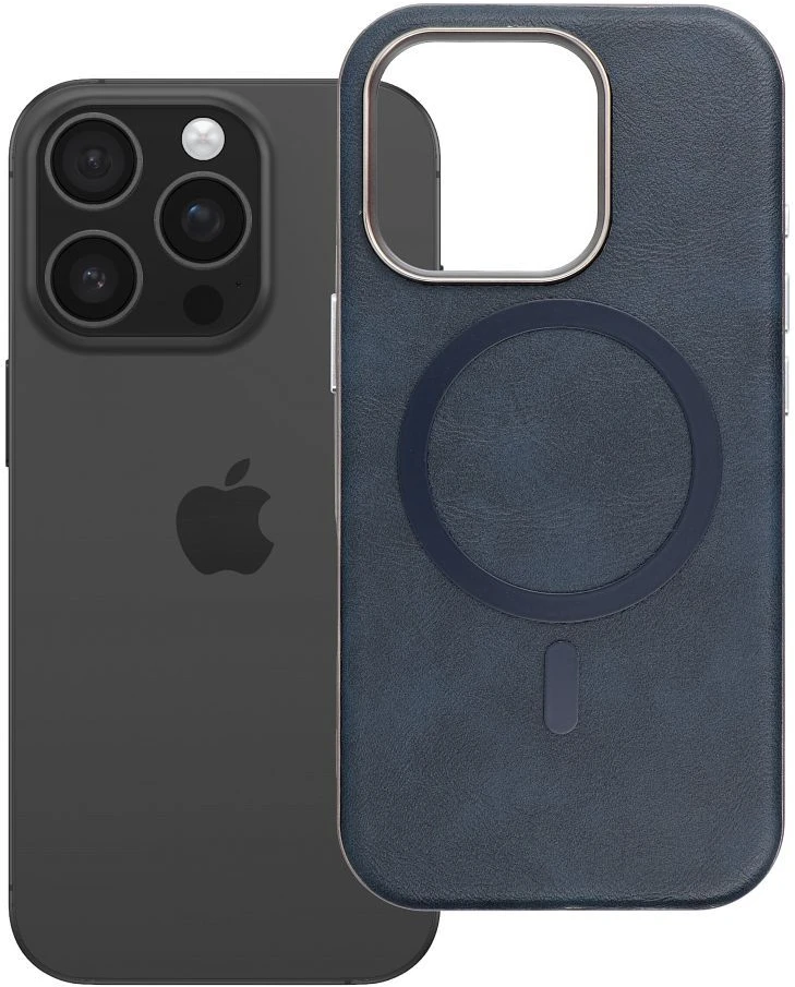 Oem GENTLEMAN MAG COVER dėklas suderinamas su MagSafe skirtas Apple iPhone 16 Pro mėlynos spalvos