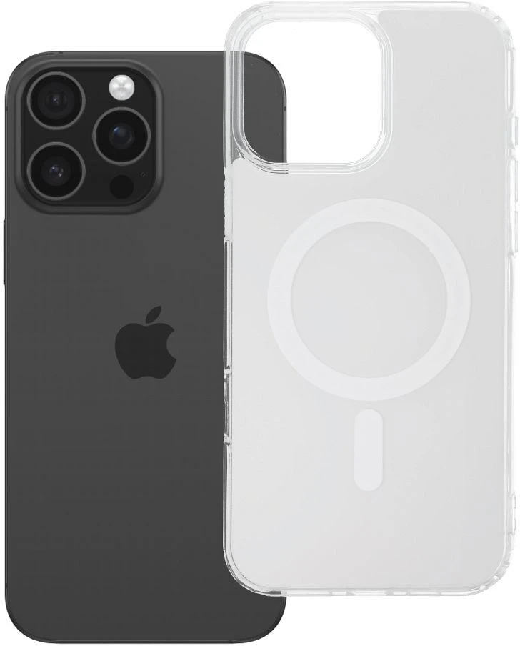 Oem Originalus „iPhone 16 PRO MAX“ dėklas, skaidrus „Fusion Mag Cover“, suderinamas su „MagSafe“ baltais