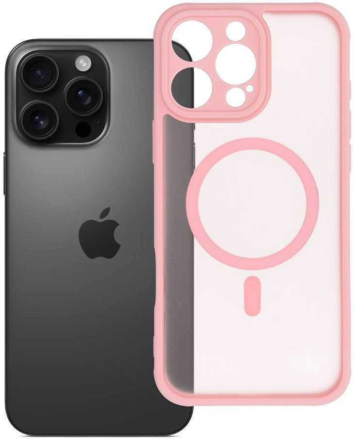 OEM dėklas, skirtas „iPhone 16 PRO MAX“ visiškai matiniam „Mag“ dangteliui, suderinamas su „MagSafe“, šviesiai rožinis