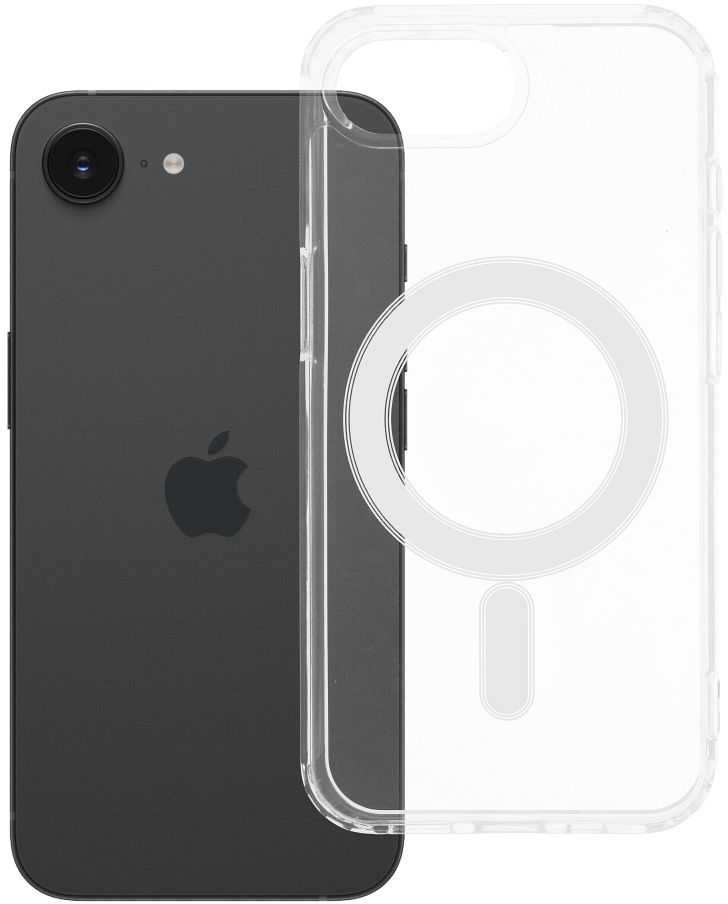 Oem Originalus „iPhone 16e“ (SE 4 2025) / 17e dėklas, skaidrus „Mag“ dangtelis (STR), suderinamas su skaidriu „MagSafe“