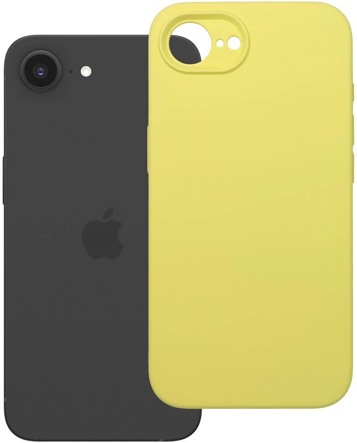 Oem Originalus silikoninis dėklas, skirtas iPhone 16e (SE 4 2025) / 17e, 2 mm (apsauga nuo kameros), geltonas