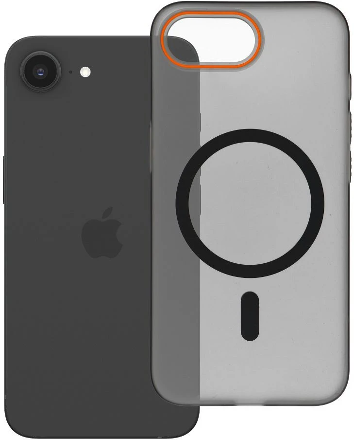 Dėklas Oem Case for iPhone 16e (SE4 2025) / 17e Go Oranžinis compatible with MagSafe juodas