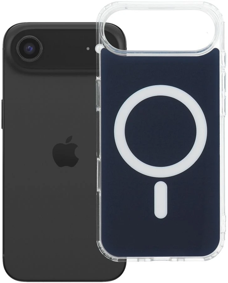 OEM dėklas, skirtas „iPhone 17 AIR“ skaidriam „Fusion Mag“ dėklui, suderinamas su „MagSafe“, tamsiai mėlynas