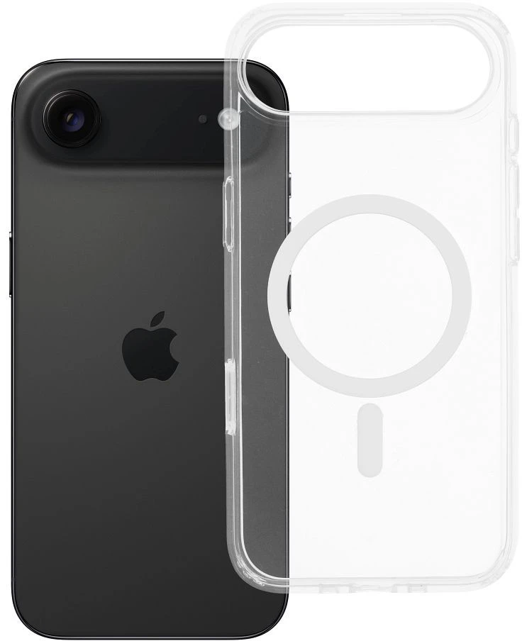 Oem Originalus „iPhone 17 AIR“ skaidrus „Mag Cover Elite“ dėklas (STR / NEGELTONAS / KAMEROS VALDYMO MYGTUKAS), suderinamas su skaidriu „MagSafe“