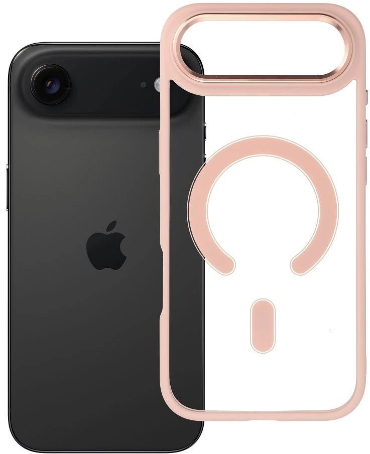 OEM dėklas, skirtas „iPhone 17 AIR“ spalvotam „Edge Mag Cover“, suderinamas su „MagSafe“, rožinis