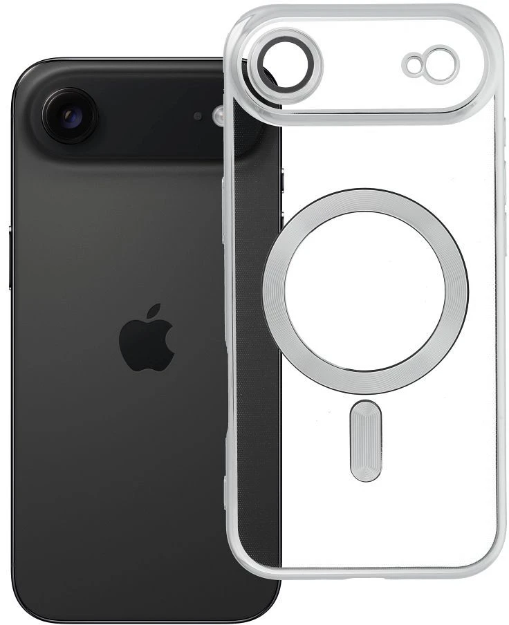 OEM dėklas, skirtas iPhone 17 AIR, Electro Mag dėklas, suderinamas su MagSafe sidabrinis