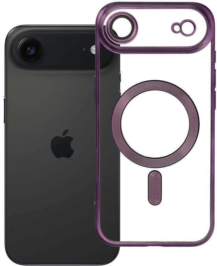 OEM dėklas, skirtas iPhone 17 AIR, Electro Mag dėklas, suderinamas su MagSafe violetine