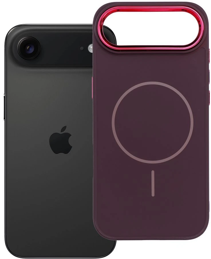 OEM dėklas, skirtas iPhone 17 AIR Frame Mag Cover, suderinamas su MagSafe violetine
