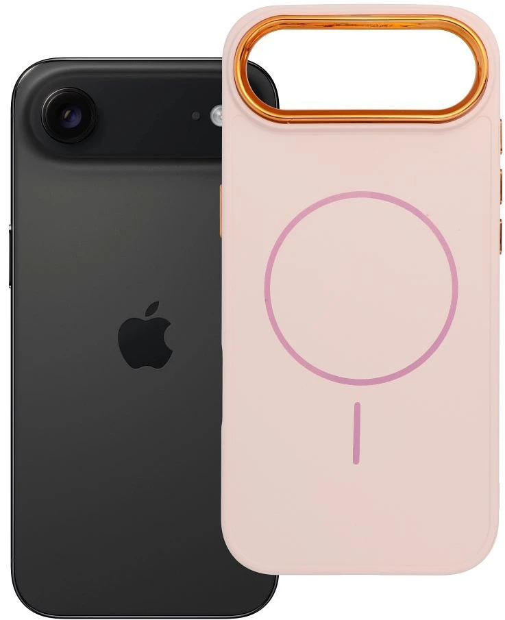 Oem Originalus „iPhone 17 AIR“ dėklas su „Frame Mag Cover“, suderinamas su „MagSafe“, rausvos spalvos.