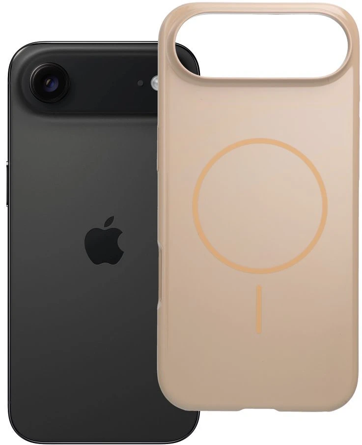 OEM dėklas, skirtas iPhone 17 AIR, blizgus Mag dėklas, suderinamas su MagSafe dykumos auksiniu dangteliu.