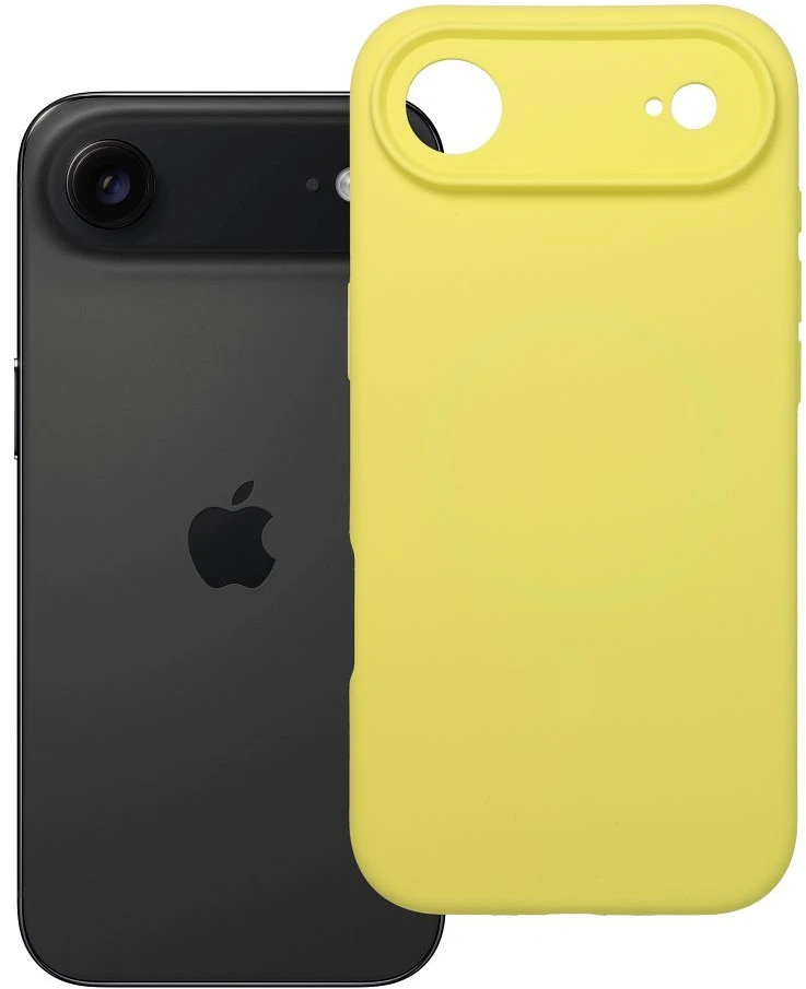 OEM silikoninis dėklas, skirtas „iPhone 17 AIR“, 2 mm (apsauga nuo kameros), suderinamas su „MagSafe“, geltonas