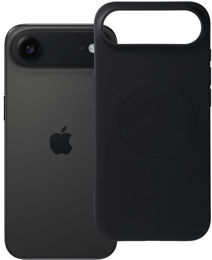 OEM dėklas, skirtas „iPhone 17 AIR“ silikoniniam „MagSafe“ dėklui (didelė skylė), juodas