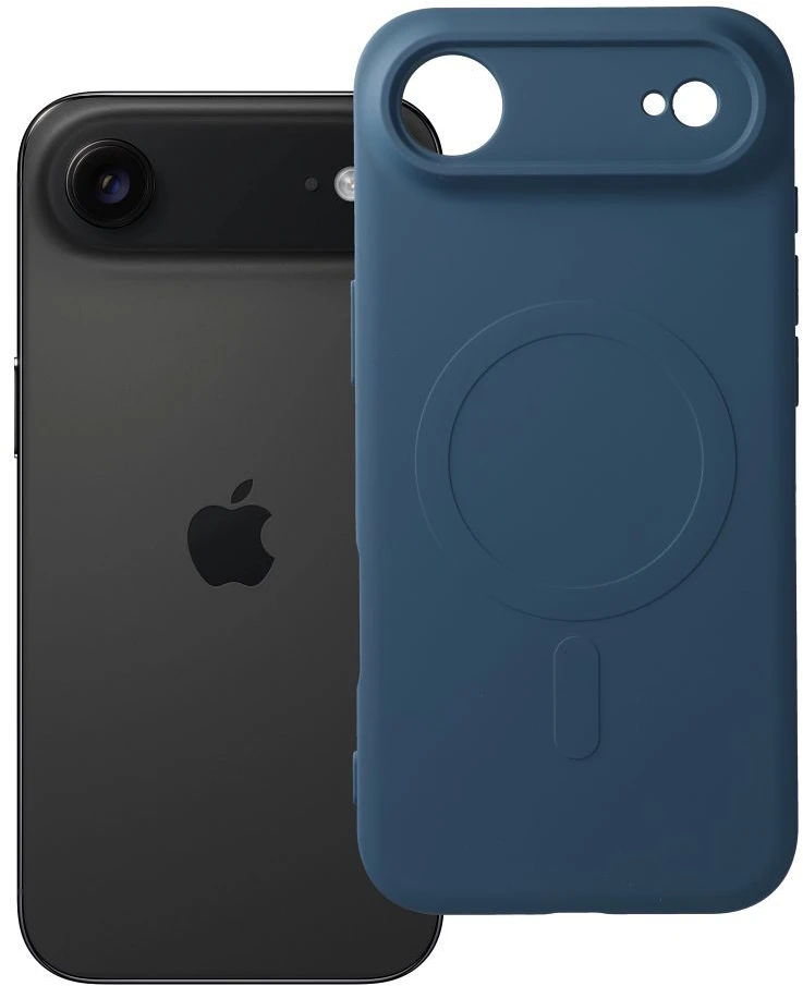OEM dėklas, skirtas „iPhone 17 AIR“ silikoniniam „Mag“ dėklui, suderinamas su „MagSafe“ (fotoaparato apsauga) mėlynas