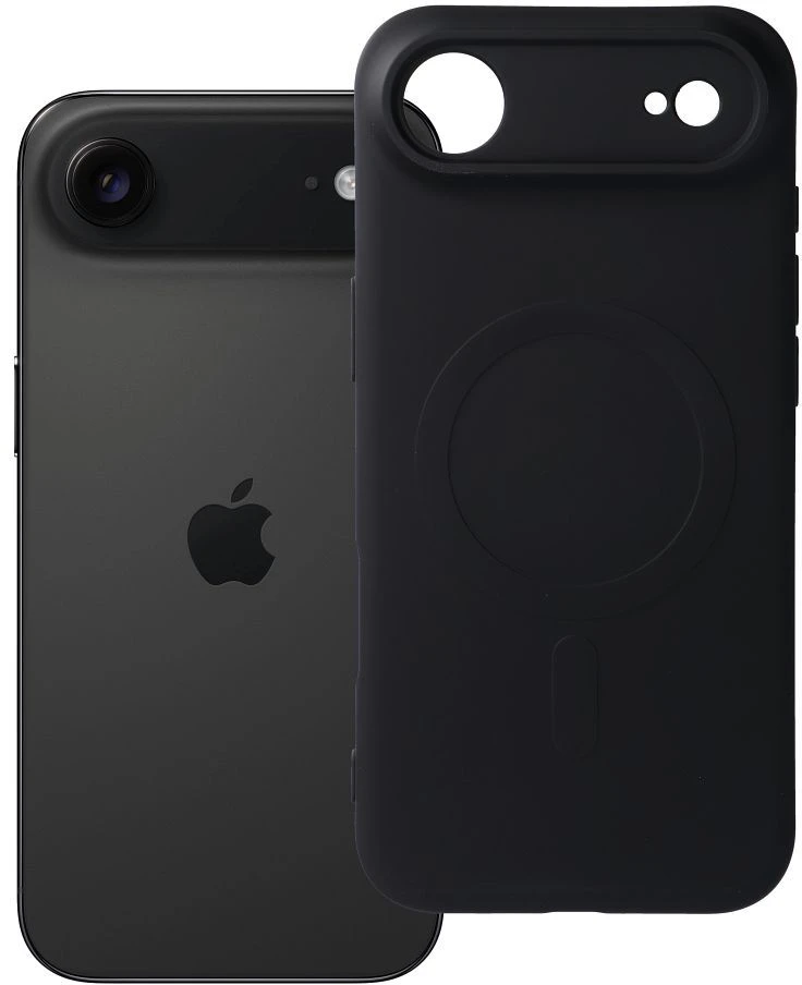 OEM dėklas, skirtas „iPhone 17 AIR“ silikoniniam „Mag“ dėklui, suderinamas su „MagSafe“ (fotoaparato apsauga), juodas