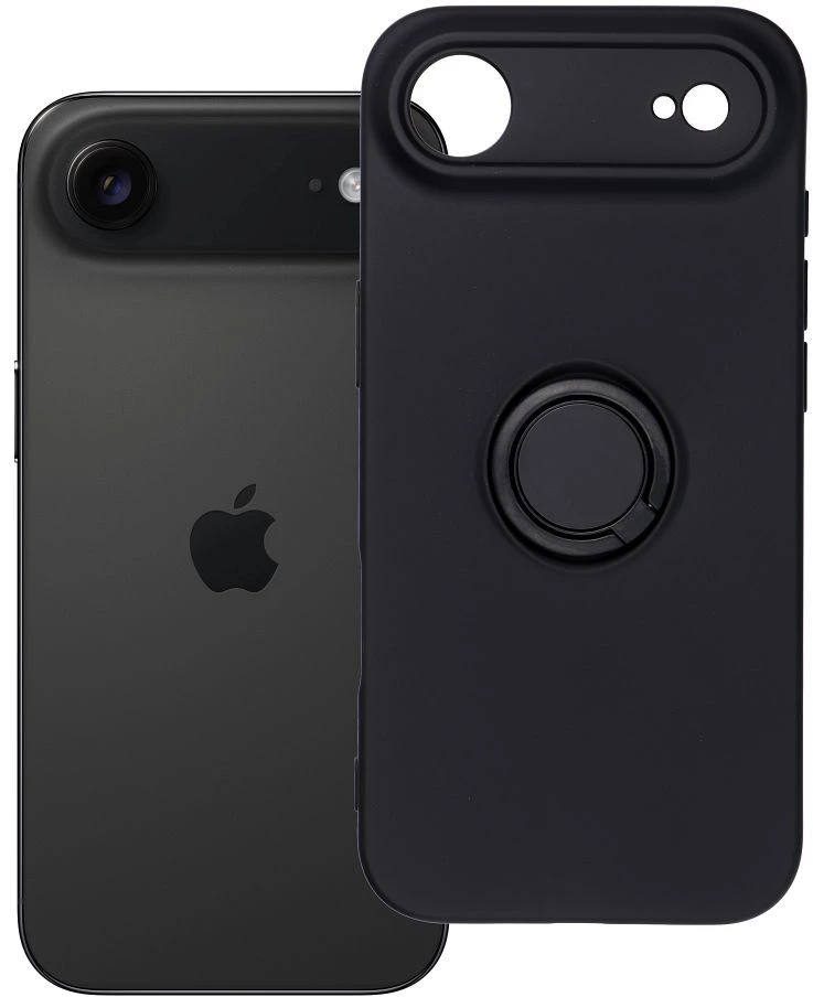 OEM dėklas, skirtas iPhone 17 AIR, silikoninis žiedas, juodas