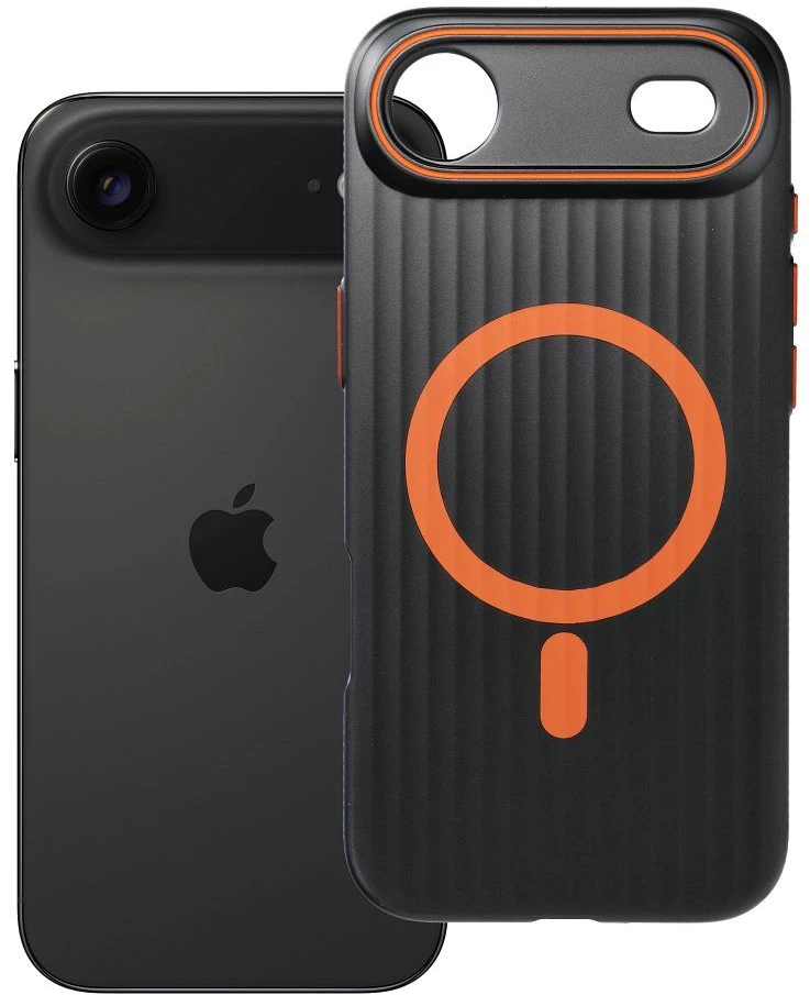 Simply Originalus „iPhone 17 AIR“ dėklas, suderinamas su „MagSafe“ titano juodais dėklais.