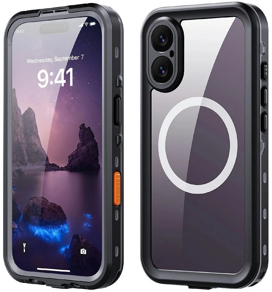 Dėklas Oem Case for iPhone 17 Atsparus vandeniui Shellbox DOT compatible with MagSafe juodas