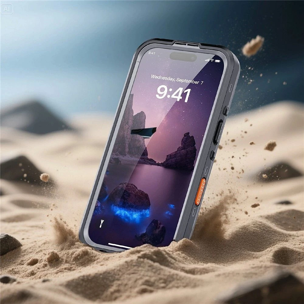 Dėklas Oem Case for iPhone 17 Atsparus vandeniui Shellbox DOT compatible with MagSafe juodas