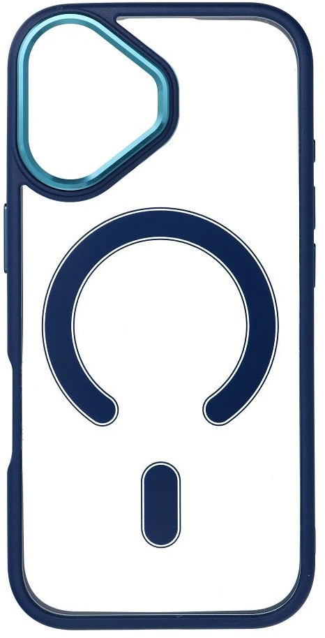 OEM dėklas, skirtas iPhone 17, spalvotas kraštas, MagSafe dėklas, mėlynas