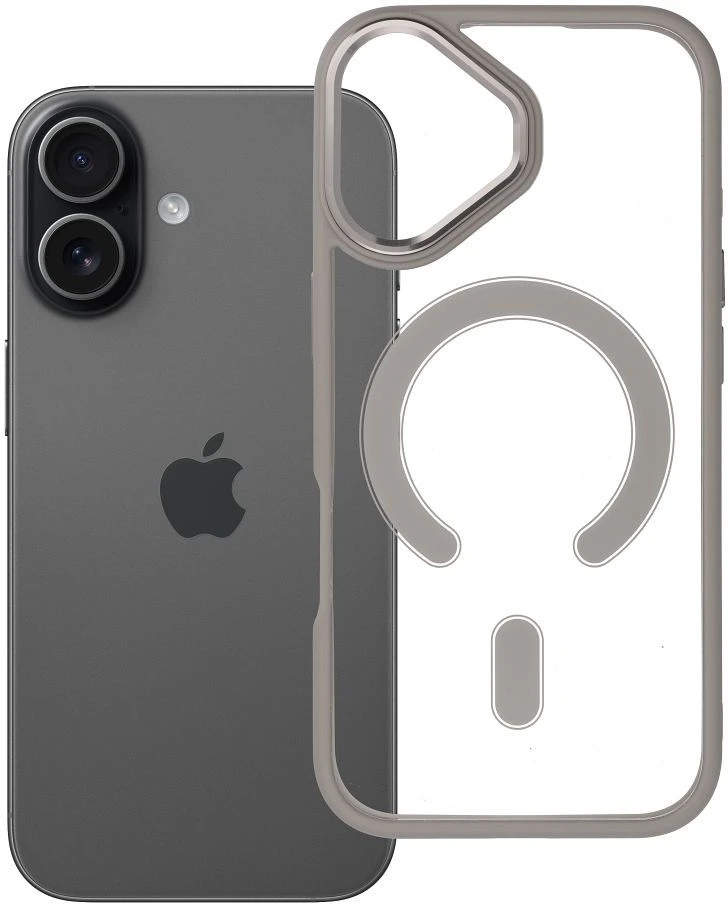 OEM dėklas, skirtas „iPhone 17 Color Edge Mag Cover“, suderinamas su „MagSafe“ titano-pilko spalvos