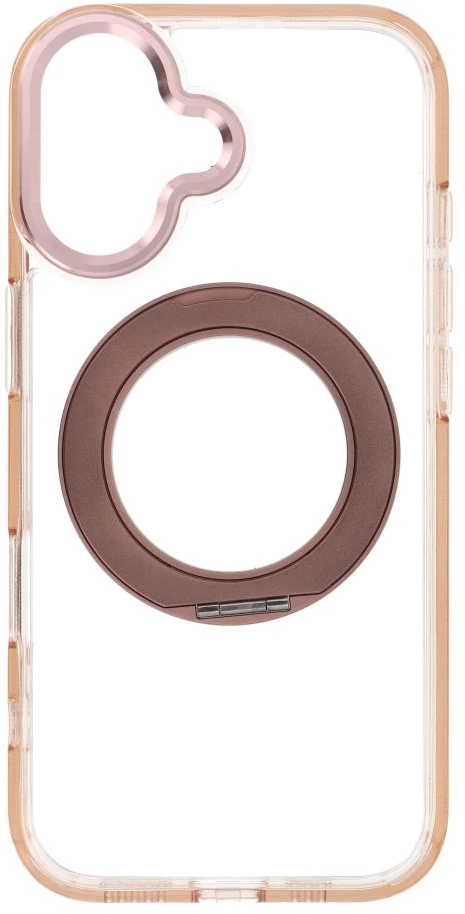 Oem dėklas iPhone 17 su rėmeliu, apskritu stovu, suderinamas su MagSafe, auksinis