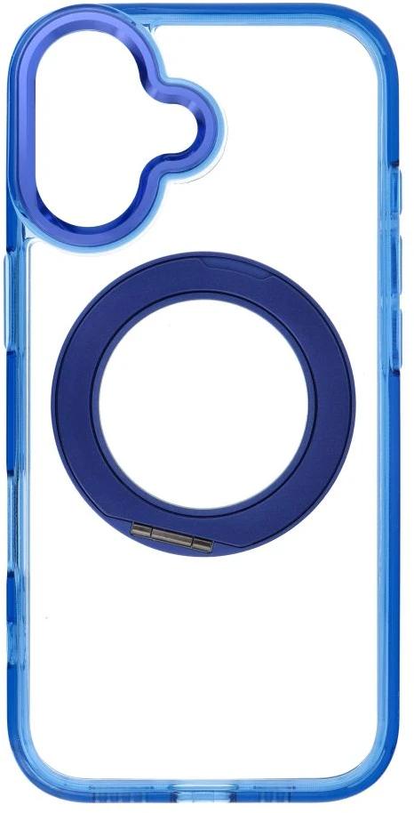 Oem dėklas iPhone 17 su rėmeliu, apskritu stovu, suderinamas su MagSafe, tamsiai mėlynas