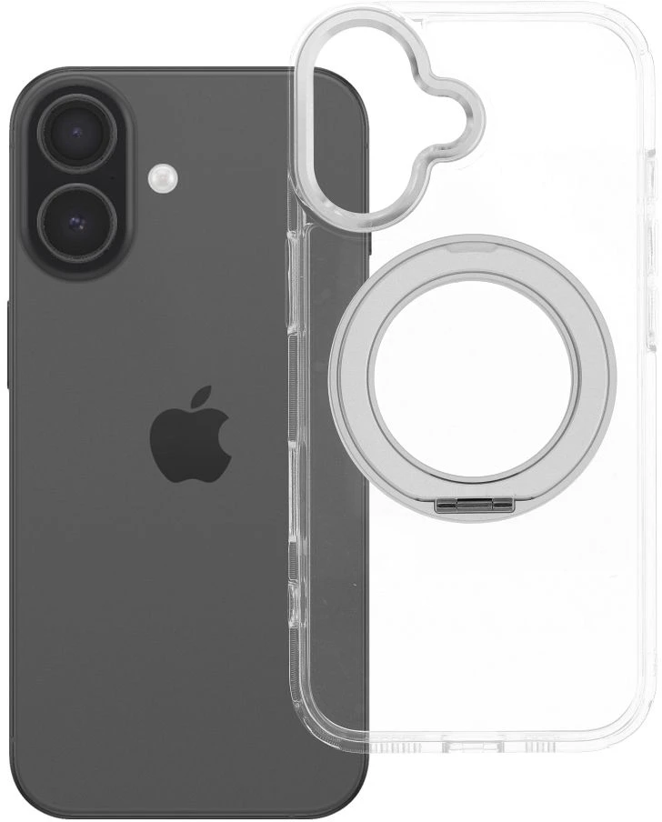 Oem Originalus „iPhone 17“ dėklas, apvalus stovas, suderinamas su „MagSafe“, permatomas