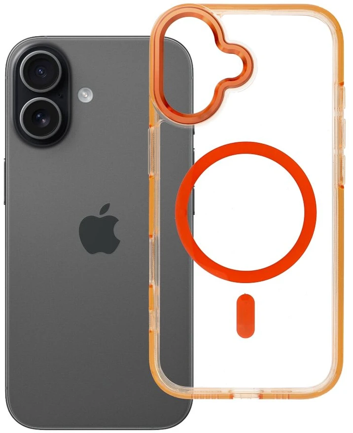 OEM dėklas, skirtas iPhone 17 Frame Clear Hybrid Mag Cover, suderinamas su MagSafe, hermes oranžinis