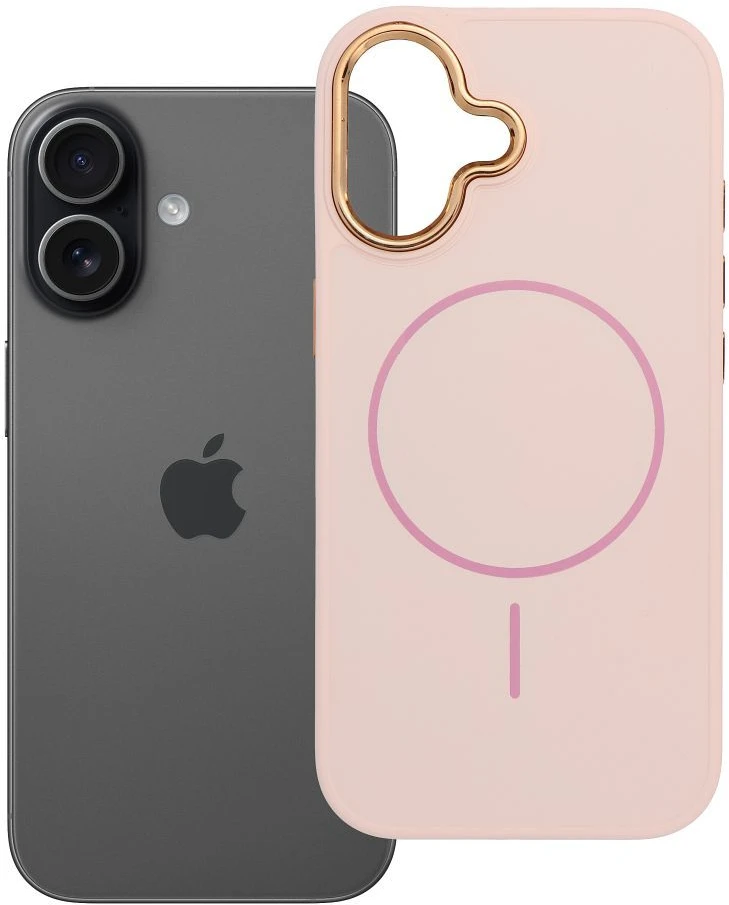 Oem Originalus „iPhone 17 Frame Mag Cover“ dėklas, suderinamas su „MagSafe“, rausvos spalvos.