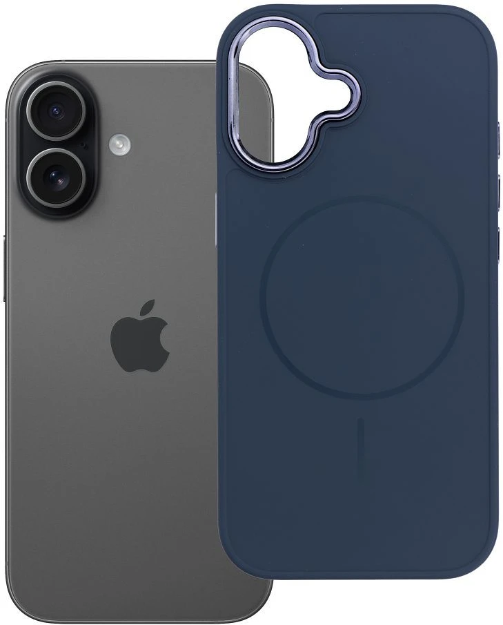 OEM dėklas, skirtas „iPhone 17 Frame Mag Cover“, suderinamas su „MagSafe“, tamsiai mėlynas