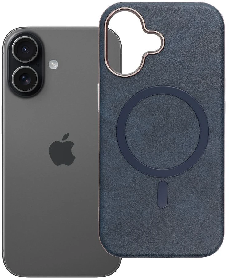 OEM dėklas, skirtas iPhone 17, Gentleman Mag Cover, suderinamas su MagSafe, tamsiai mėlynas
