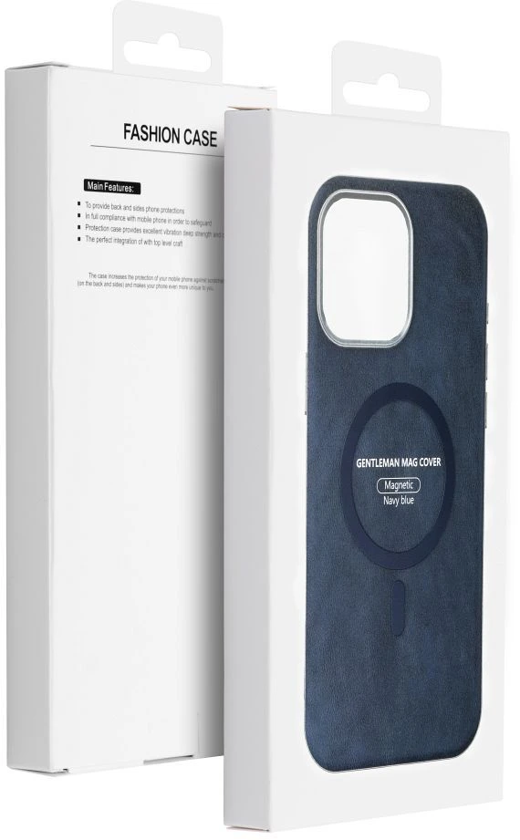 OEM dėklas, skirtas iPhone 17, Gentleman Mag Cover, suderinamas su MagSafe, tamsiai mėlynas