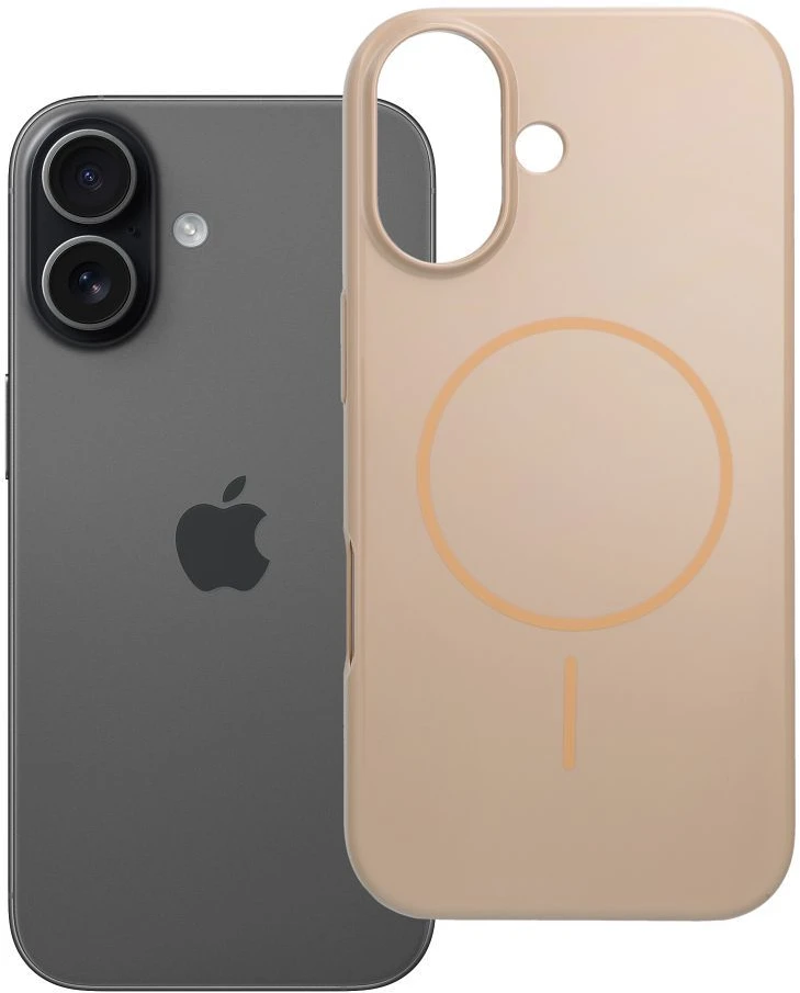 OEM dėklas, skirtas iPhone 17, blizgus Mag dėklas, suderinamas su MagSafe dykumos auksiniu dangteliu.