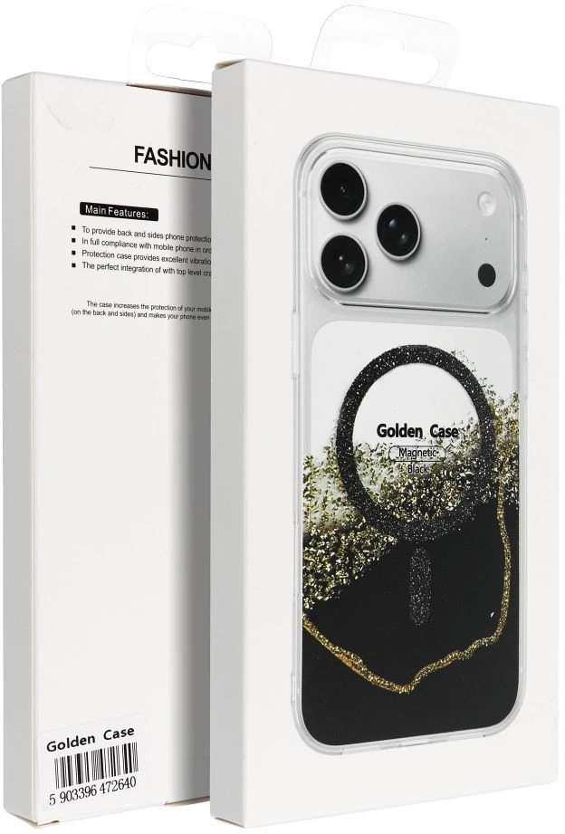 OEM dėklas, skirtas iPhone 17, auksinis, suderinamas su „MagSafe“ juodu