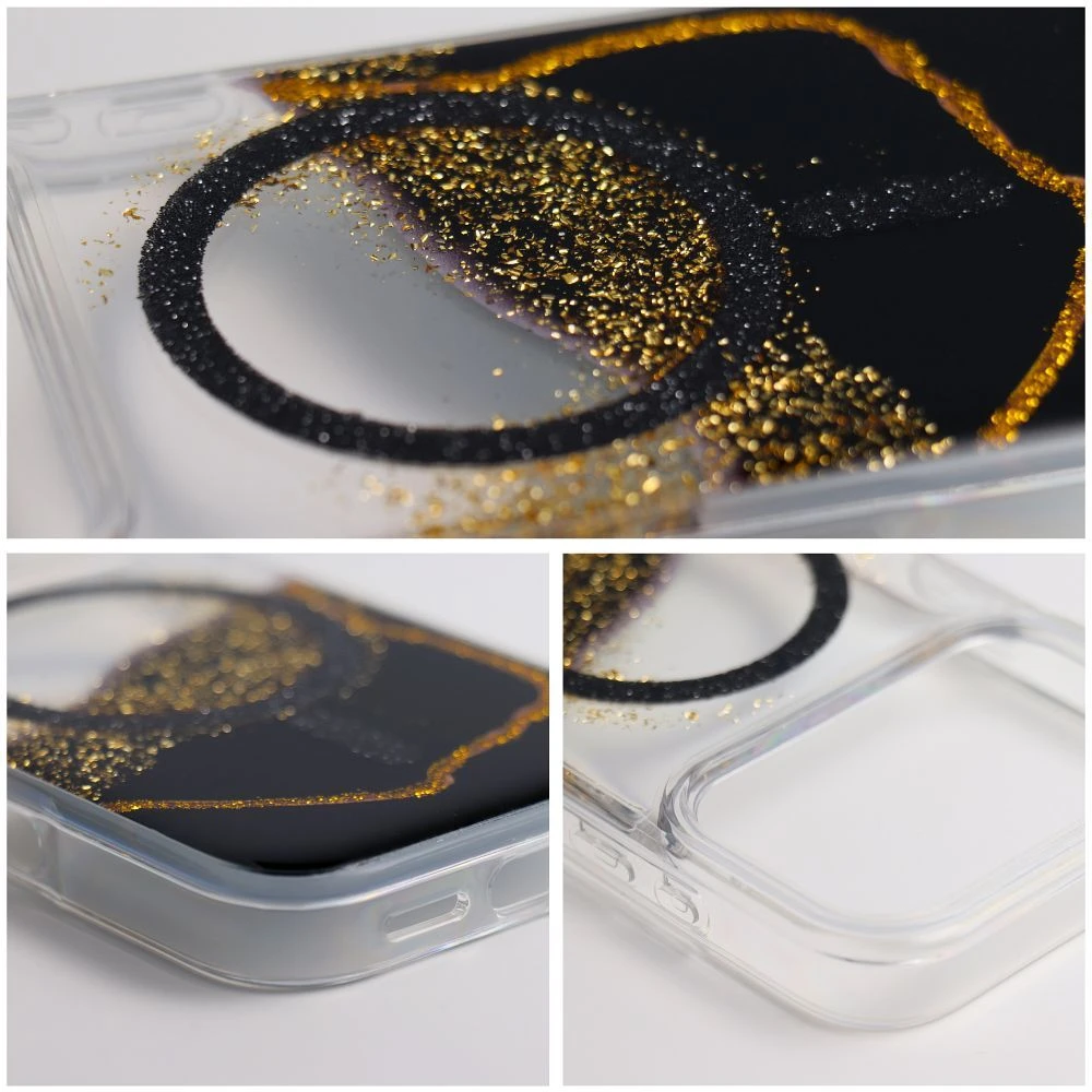 OEM dėklas, skirtas iPhone 17, auksinis, suderinamas su „MagSafe“ juodu