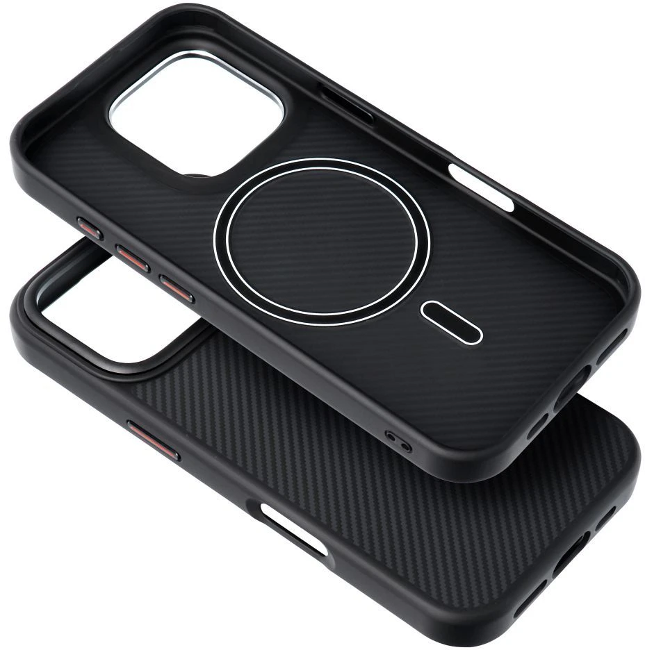 Dėklas Oem Case for iPhone 17 Pro / 18 Pro Carbon Elite Mag Cover compatible with MagSafe juodas
