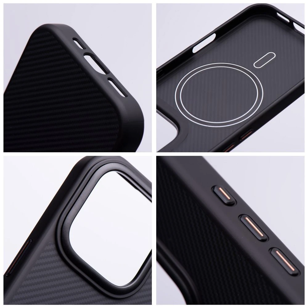 Dėklas Oem Case for iPhone 17 Pro / 18 Pro Carbon Elite Mag Cover compatible with MagSafe juodas