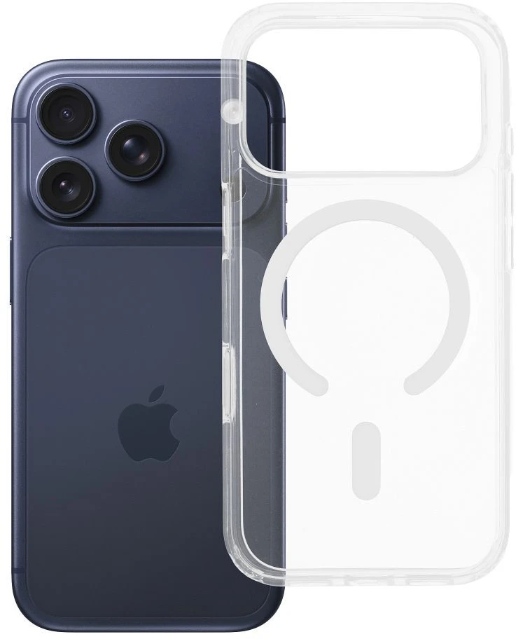 Oem Originalus „iPhone 17 Pro / 18 Pro“ skaidrus „Mag Cover Elite“ dėklas (STR / NEGELTONAS / KAMEROS VALDYMO MYGTUKAS), suderinamas su „MagSafe“ skaidriu dėklu