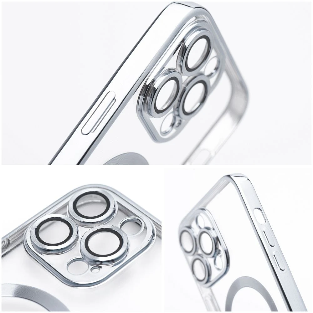 „Oem“ dėklas, skirtas „iPhone 17 Pro“ / „18 Pro“ „Electro Mag“ dangtelis, suderinamas su „MagSafe“, sidabrinis.